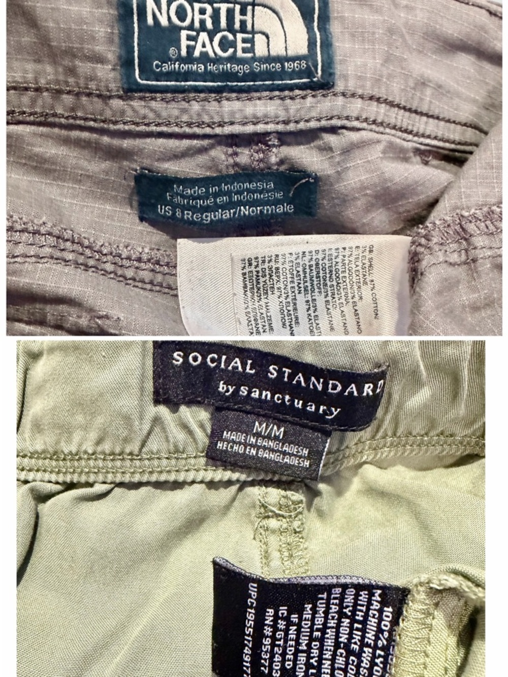 The North Face Gray Shorts & Social Sanctuary Olive Shorts Bundle Size 8/M - Picture 4 of 4